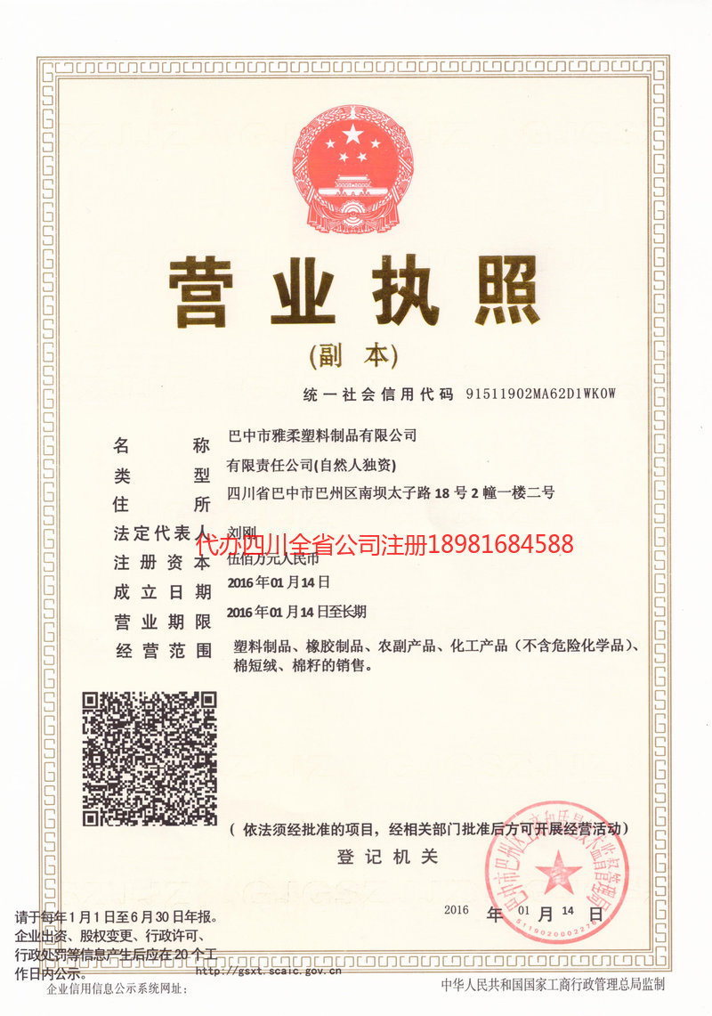 武胜武胜雅柔塑料制品有限公司